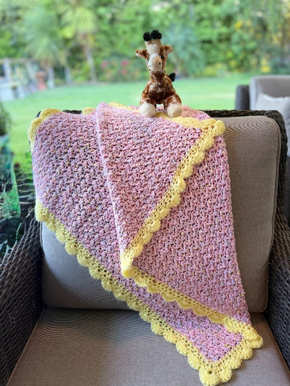 Handmade Crochet Baby Blanket, Soft Heirloom Nursery Gift, Color: Petal Pink
